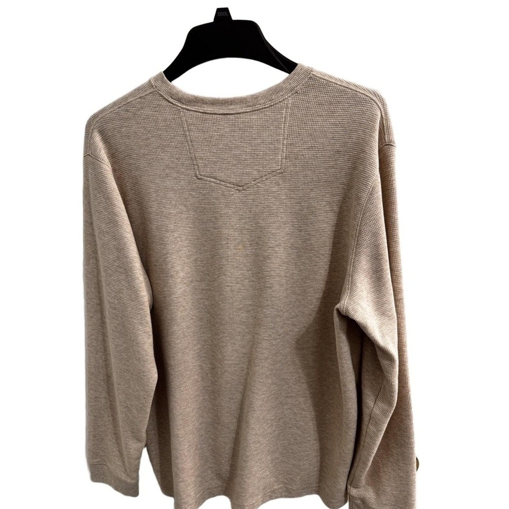 Eddie Bauer Shirt Mens XL Beige Waffle Knit Crew Neck Ribbed Cuffs Thermal - Picture 3 of 7